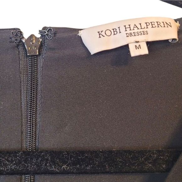 Kobi Halperin Black Floral Embroidered Stretch Knit Dress Size M - Picture 3 of 5